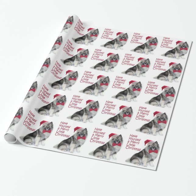 Santa Keeshond Wrapping Paper (Unrolled)