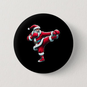 Santa Kickboxing Boxing Kicking Cool Sports Christ 2 Inch Round Button