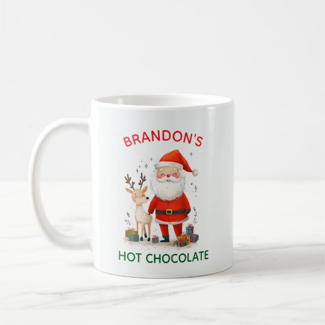 Santa Kids Children Festive Christmas Reindeer Coffee Mug (Left)