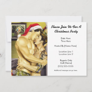 Santa Kiss Custom Party Invitations