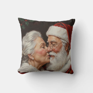 Santa kiss throw pillow