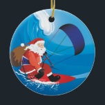 Santa Kitesurf Ornament<br><div class="desc">A great Christmas gift for your favourite kiteboarder or yourself.</div>