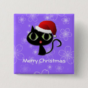 Santa kitty 2 inch square button