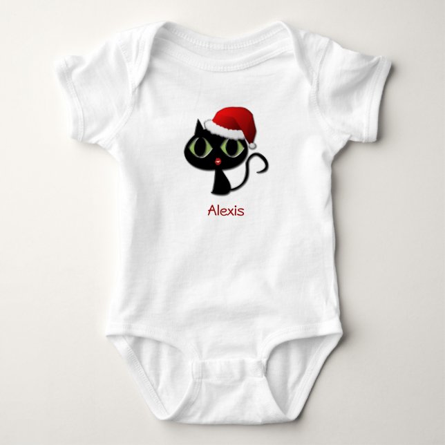 Santa kitty baby bodysuit (Front)