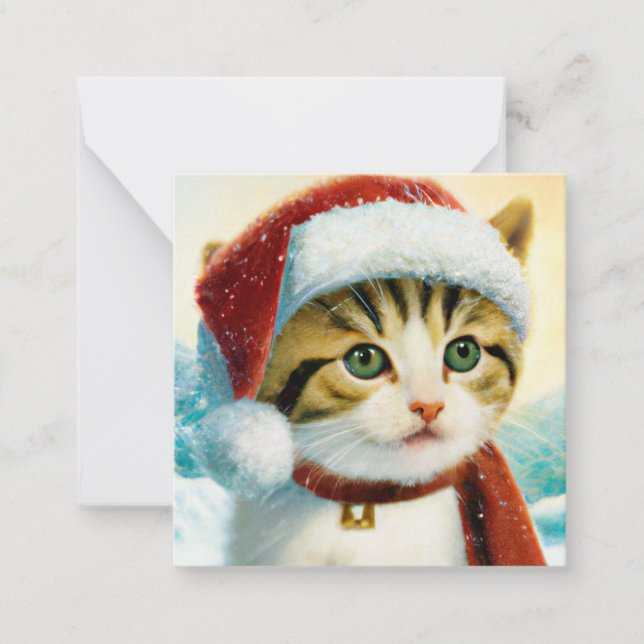 Santa Kitty budget mini Christmas Card (Front)