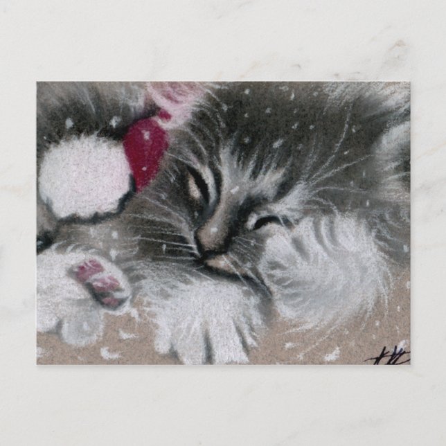 Santa Kitty Cat Postcard (Front)