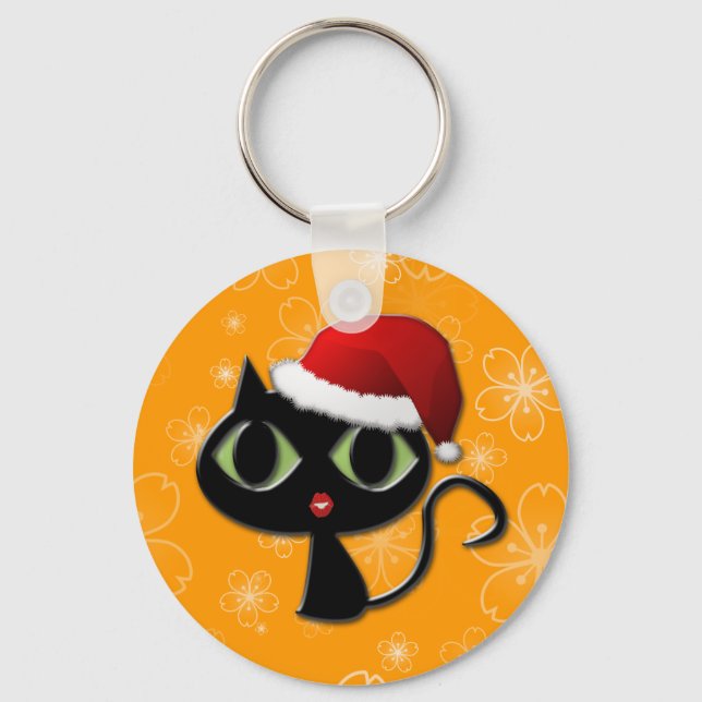 Santa kitty keychain (Front)