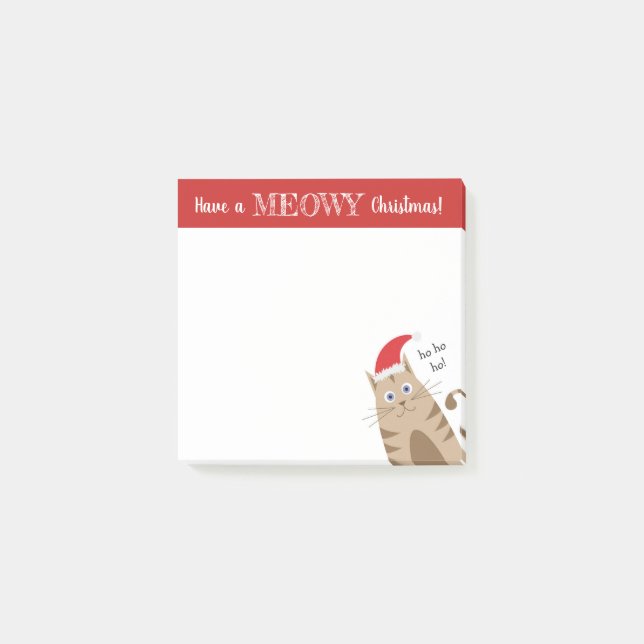 Santa kitty red meowy christmas  post-it notes (Front)