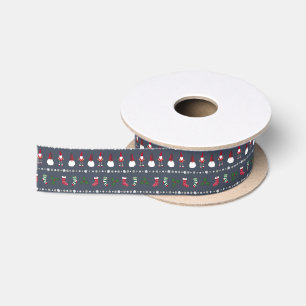 Santa Klaus, gifts and Christmas stockings Satin Ribbon