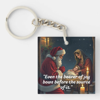 Santa Kneeling at the Manger  Keychain