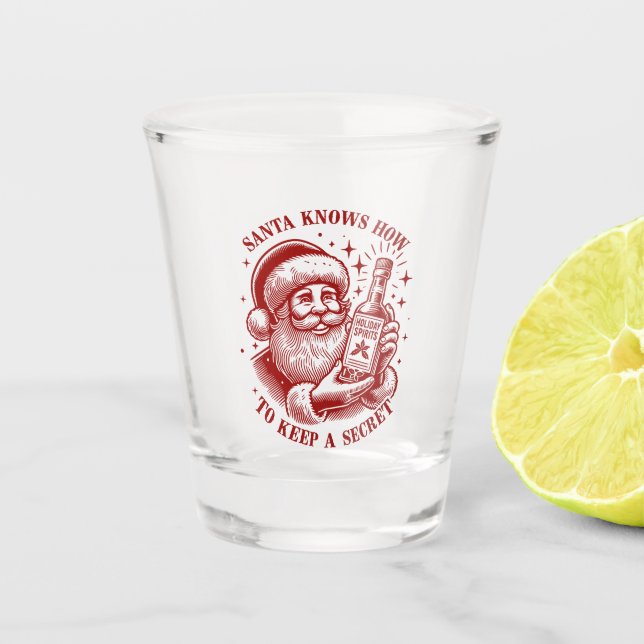 Santa Knows How to Party Shot Glass (Front)