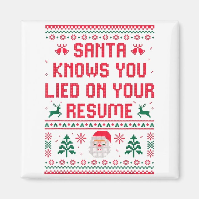 Santa Knows You Lied On Your Resume Funny Office C Magnet (Front)