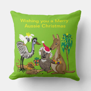 Santa koala gives Aussie Christmas presents Throw Pillow