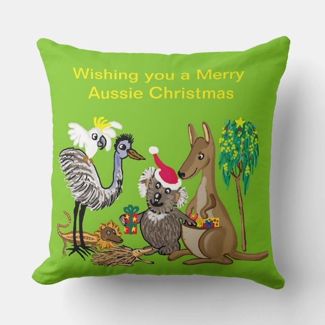 Santa koala gives Aussie Christmas presents Throw Throw Pillow (Front)