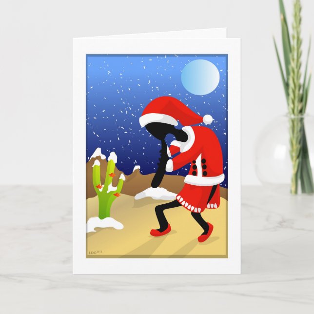 Santa Kokopelli Desert Christmas Card (Front)