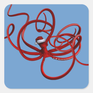 Santa Kraken Square Sticker