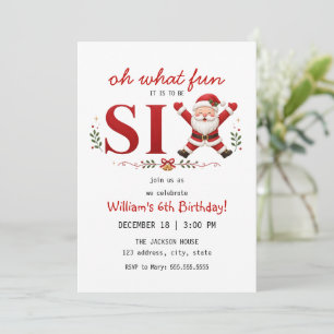 Santa Kris Six 6th Birthday Christmas Party Invitation