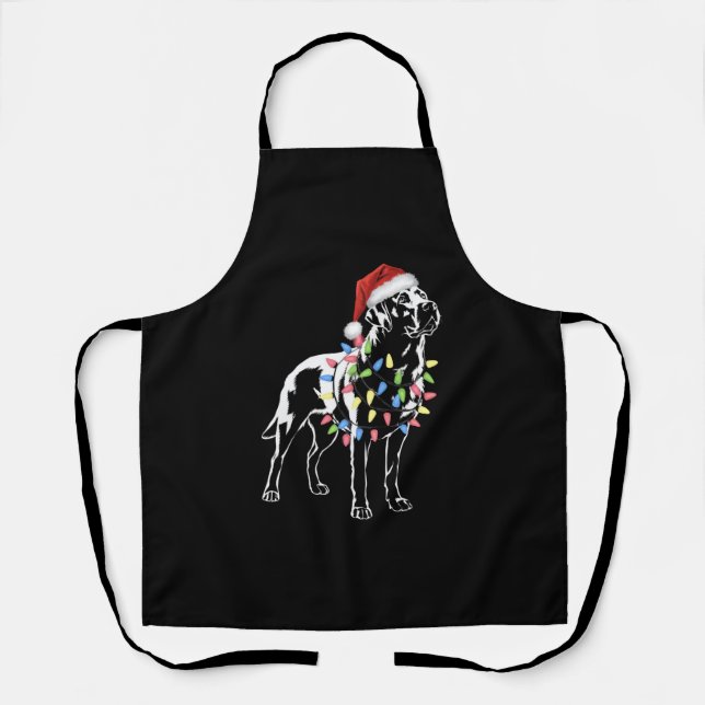 Santa Labrador Retriever Christmas Light Dog Lover Apron (Front)
