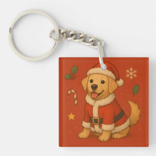 Santa Labrador Retriever Dog Cute Christmas Keychain