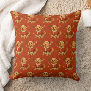 Santa Labrador Retriever Dog Cute Christmas Throw Pillow