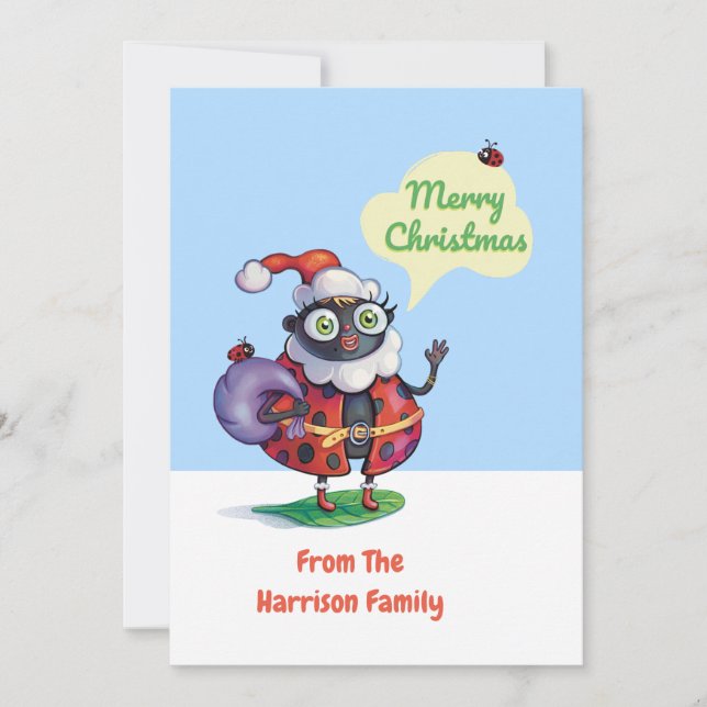 Santa Ladybug Custom Christmas Holiday Card (Front)