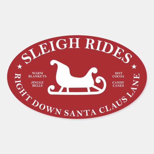 Santa Lane Sleigh Rides Oval Sticker (Front)
