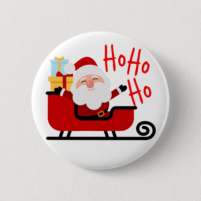 Santa Laughing Christmas 2 Inch Round Button (Front)
