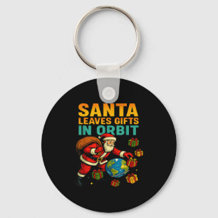 Santa Leaves In Orbit Funny Xmas Space Keychain