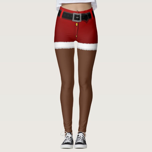 Santa Leggings Funny Christmas Costume Leggings (Front)