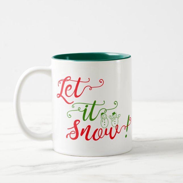 santa let it snow man christmas coffee mug design (Left)