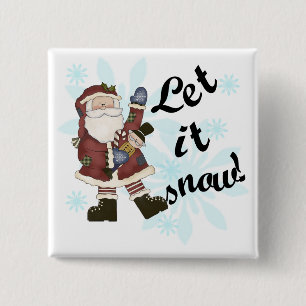 Santa Let it Snow T-shirts and Gifts 2 Inch Square Button