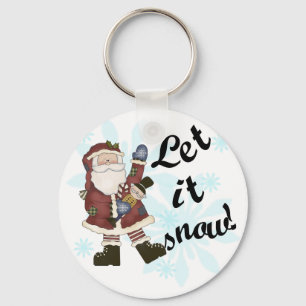 Santa Let it Snow T-shirts and Gifts Keychain