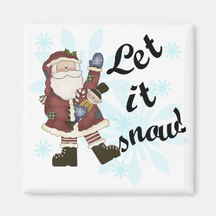 Santa Let it Snow T-shirts and Gifts Magnet