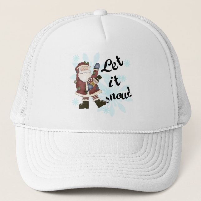 Santa Let it Snow T-shirts and Gifts Trucker Hat (Front)