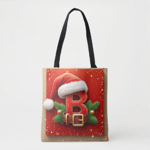 Santa Letter B With Pine Wreath Holiday Style 🎅 Tote Bag