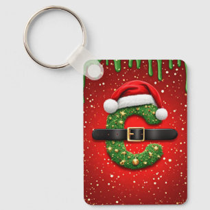 Santa Letter C With Christmas Wreath Decor 🎁 Keychain