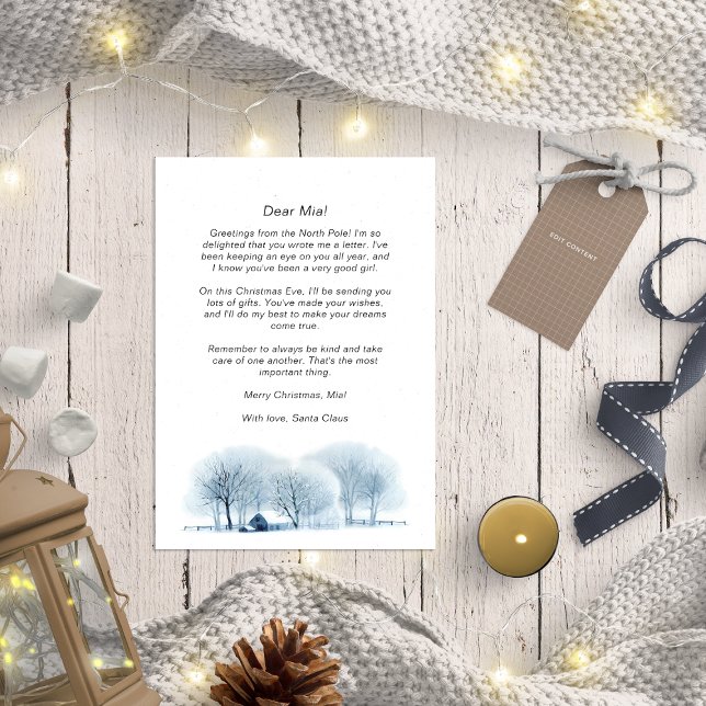 Santa Letter for Baby Blue Winter Village Rustic Holiday Card (Creator Uploaded)