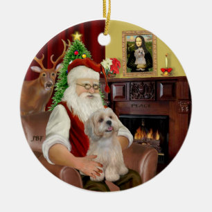 Santa-Lhasa Apso (R2) Ceramic Ornament