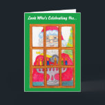 Santa Lighting Menorah Card<br><div class="desc">A cute whimsical picture of Santa lighting the menorah candles adorns this card.</div>
