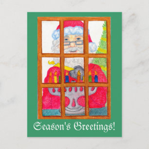 Santa Lighting Menorah Postcard