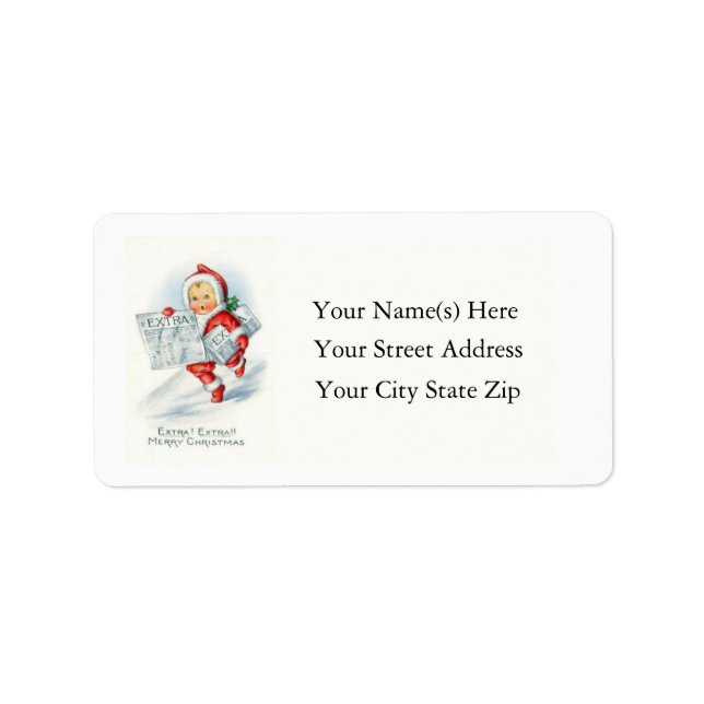 Santa Like Newsboy Vintage Address Label (Front)