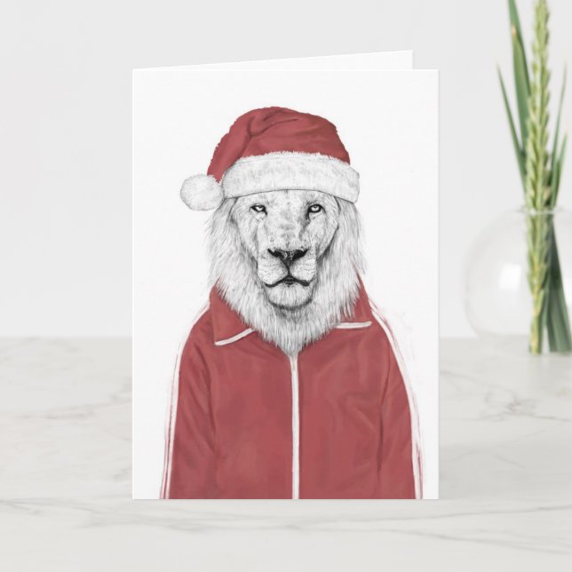 Santa lion holiday card (Front)