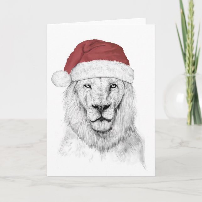 Santa lion II Holiday Card (Front)