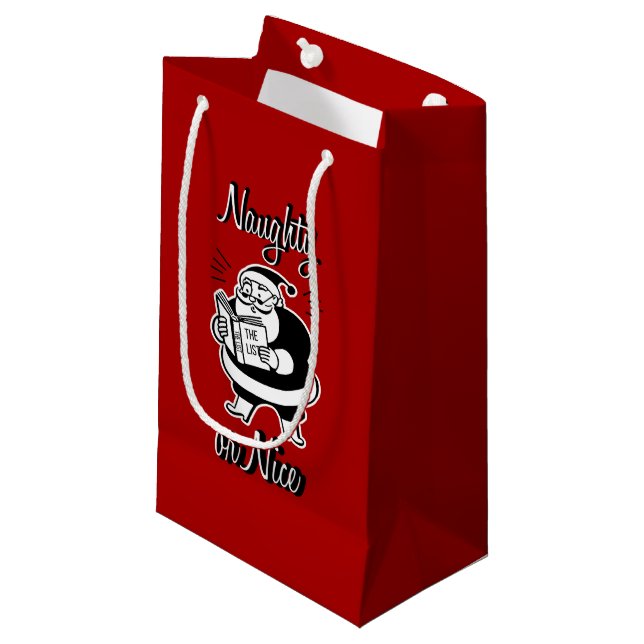 Santa List Naughty or Nice Christmas Gift Bag (Front Angled)
