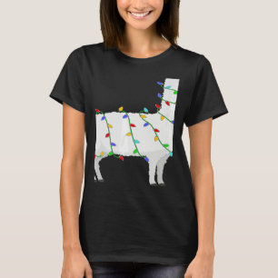 Santa Llama Christmas Lights Llama Xmas T-Shirt