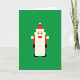 Santa Long Beard Cartoon Fun Cute Christmas Green Card
