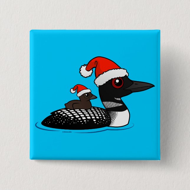 Santa Loon 2 Inch Square Button (Front)