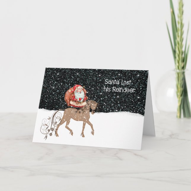 Santa Lost His Reindeer Christmas Card for Kids (Front)