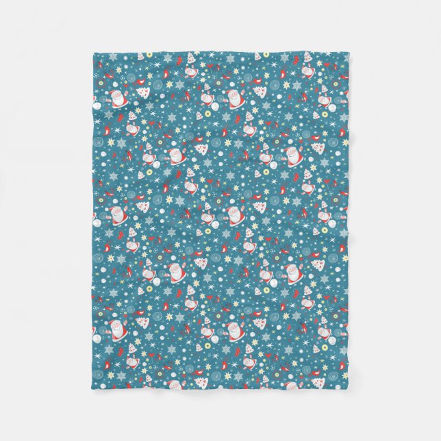Santa Love Pattern Fleece Blanket (Front)