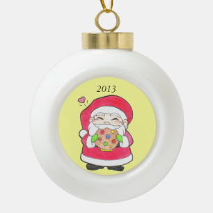 Santa Loves Cookies Ceramic Ball Ornament
